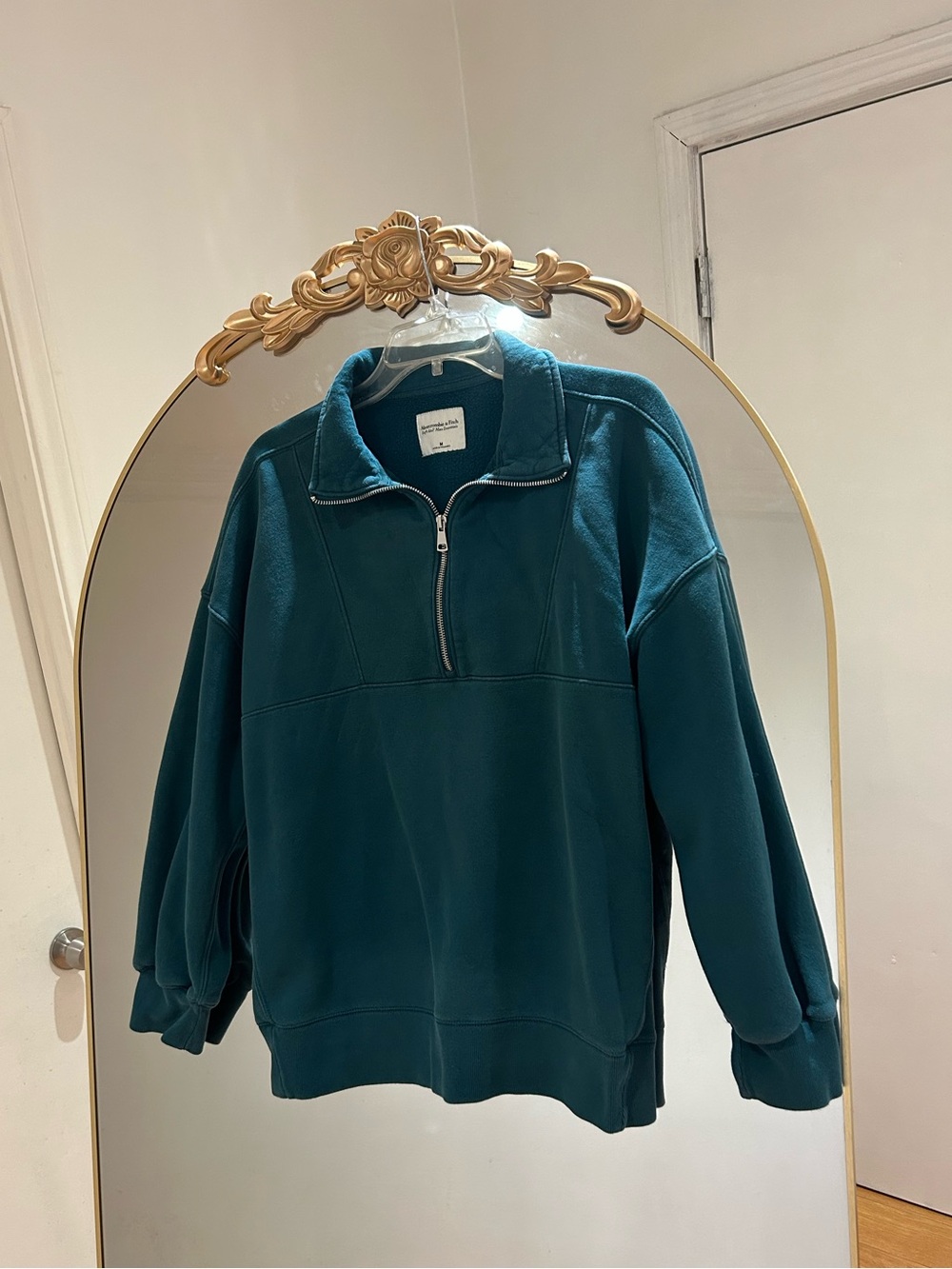 Abercrombie & Fitch Half-Zip Teal Pullover Sweater